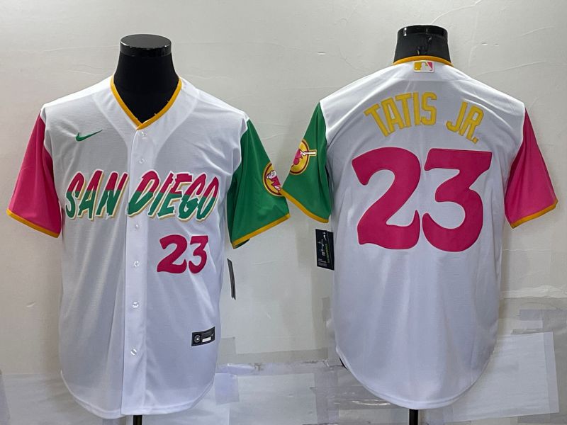 Men San Diego Padres 23 Tatis jr White City Edition Game Nike 2022 MLB Jerseys